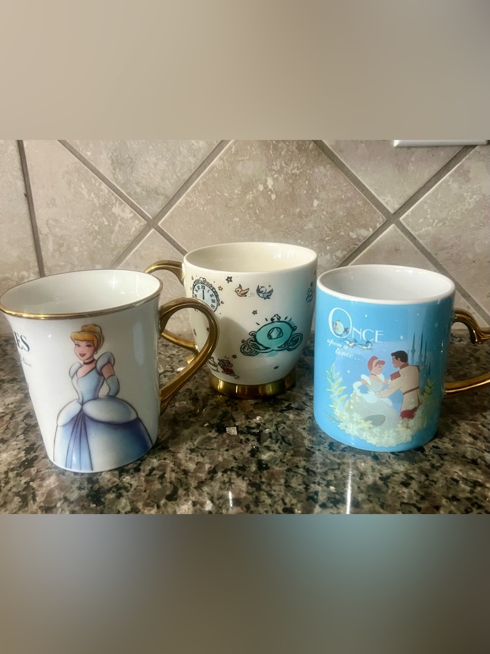 Disney 3 Cinderella Mugs